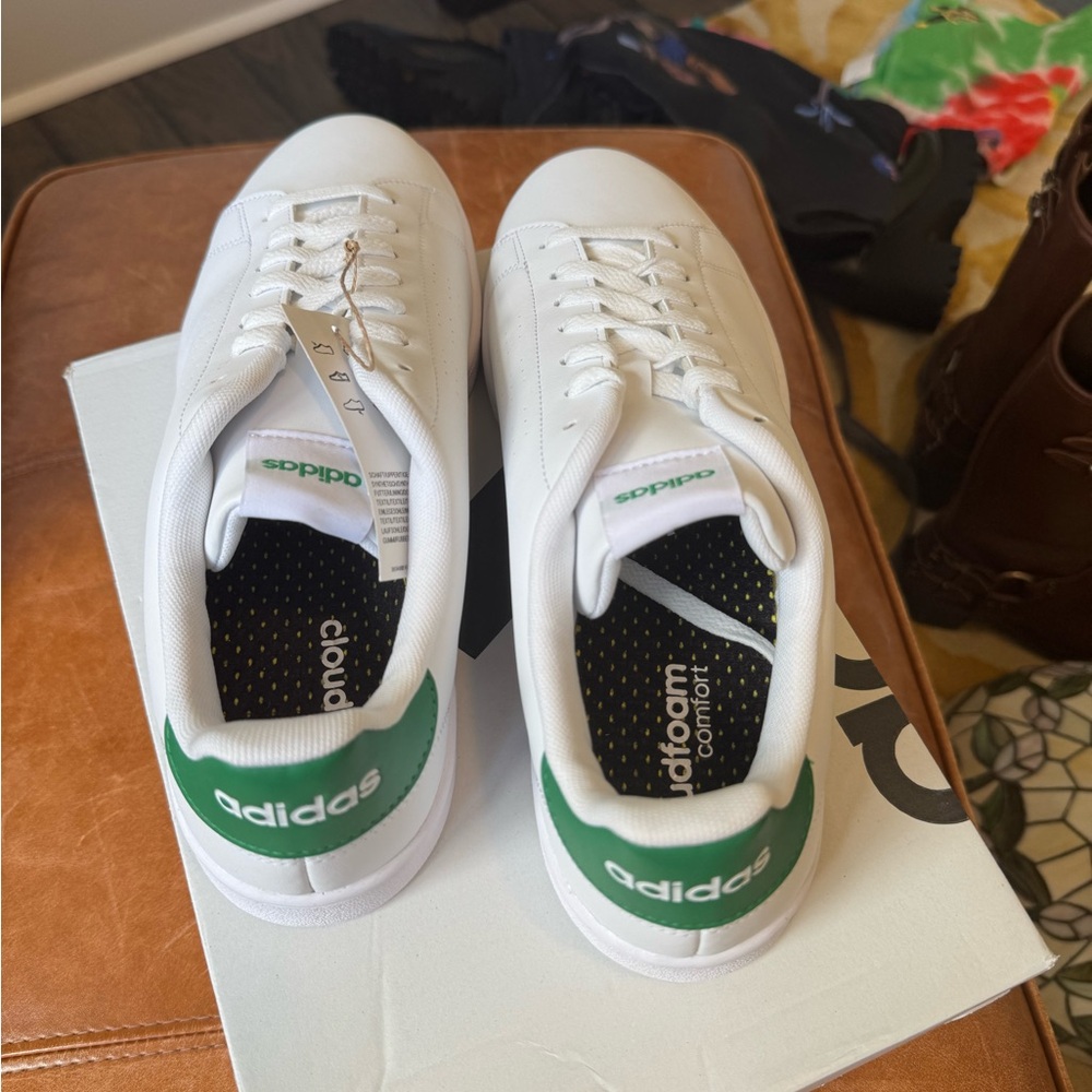 Adidas Advantage White/ Green Sneakers